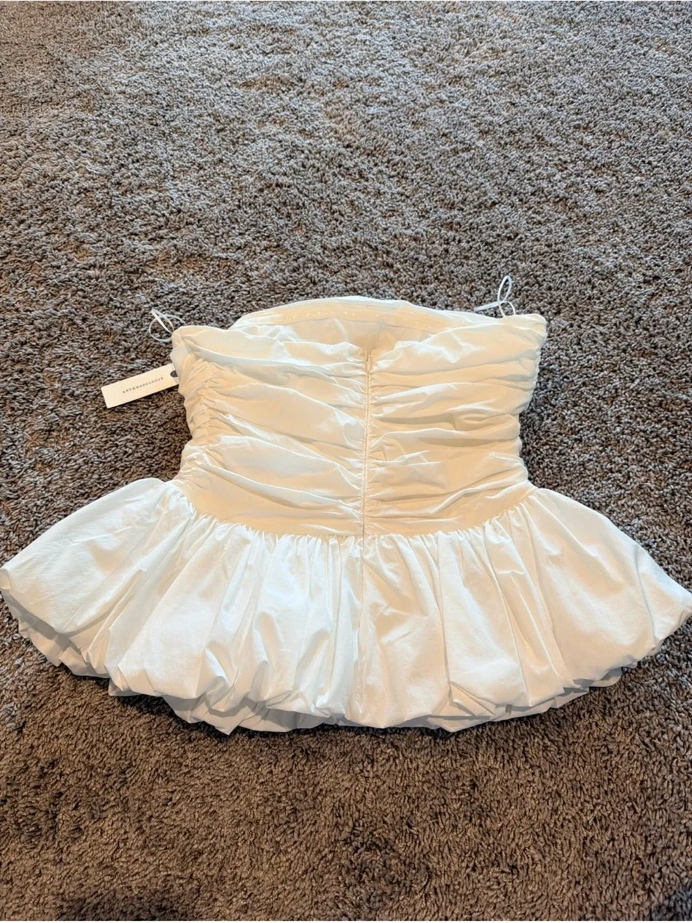 Anthropologie Strapless Bubble Top White NWT